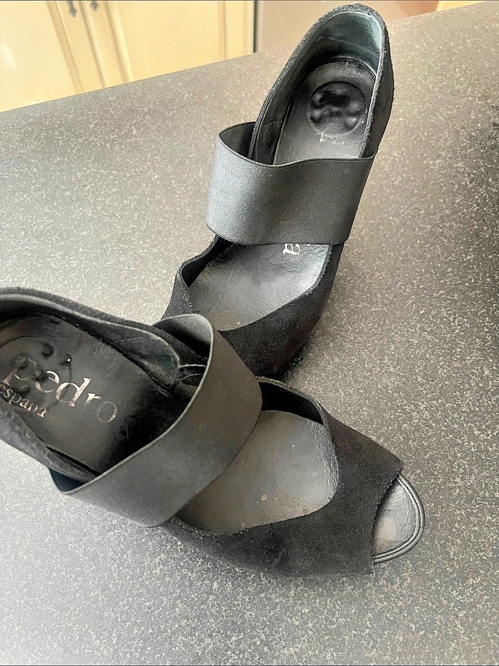 Pedro Garcia Black suede Peep-Toe Heels US 8
